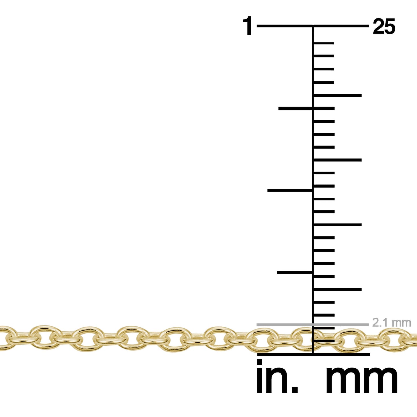 Kooljewelry Yellow Gold Over Sterling Silver Round Cable Chain Necklace (2.1 mm, 22 inch)