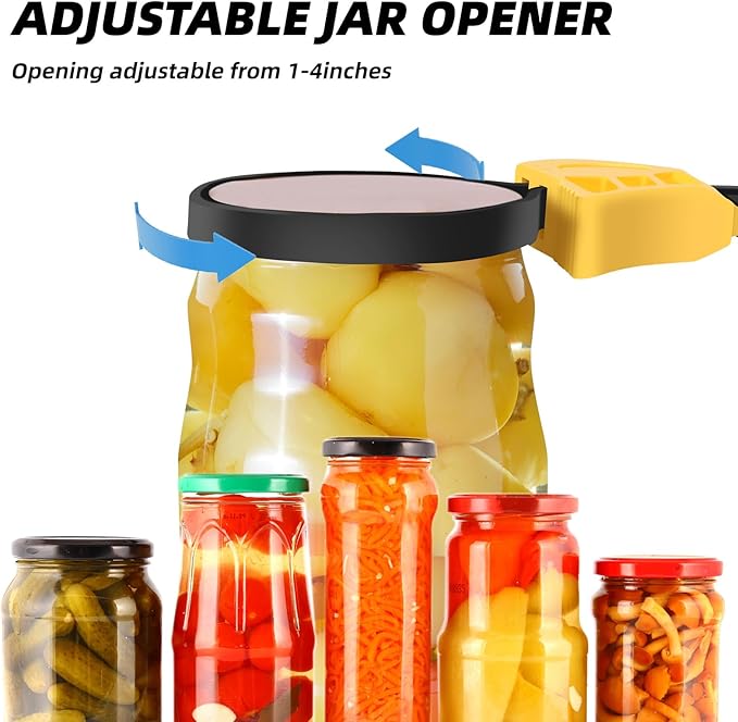 Jar Opener for Weak Hands, Seniors with Arthritis, Strap Adjustable Jar Opener, with Non Slip Rubber, Kitchen Gadgets lid opener jar opener (Yellow Black)