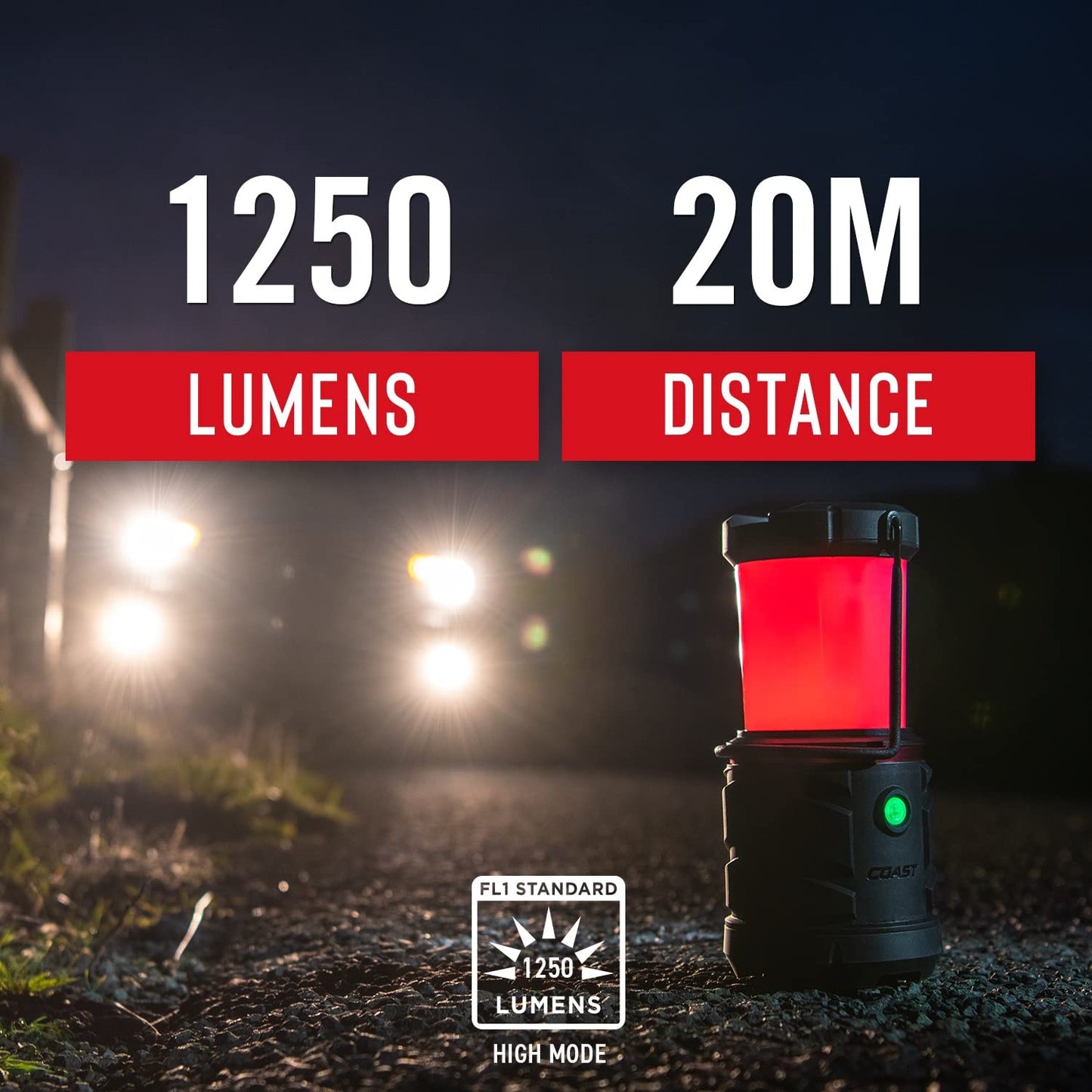 Coast Eal22 Dual Color Led Emergency Light - 1250 Lumen, Storm Proof, Durable, Black, Compatible With D Batteries Or Zx1010 Battery