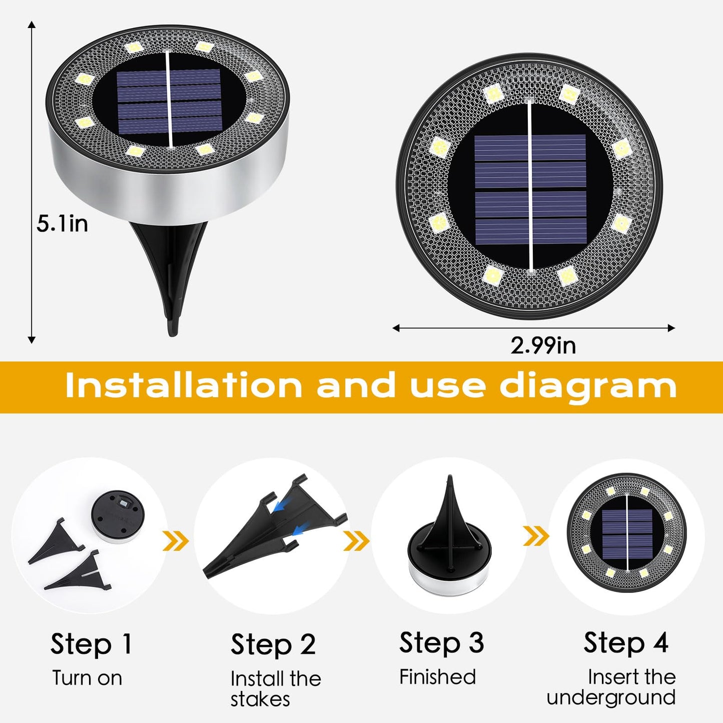 Solar Lights Outdoor 16 Pack  Solar Garden Outdoor Waterproof Pathway Lights Bright In-Ground Lighting Decor For Lawn  Patio  Yard  Driveway  Step And Walkway Warm Lights