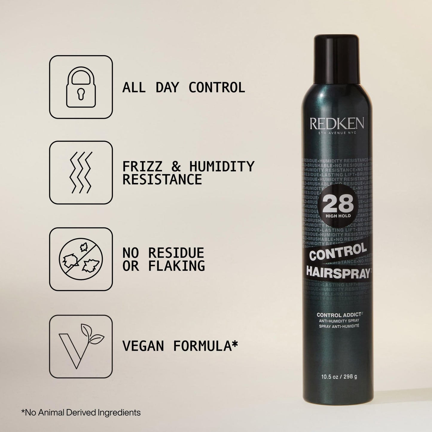 Redken Control Hairspray 28 | Extra High-Hold Hair Spray | Flake-Free, Quick-Drying Finish | Long-Lasting Frizz Protection | Hum