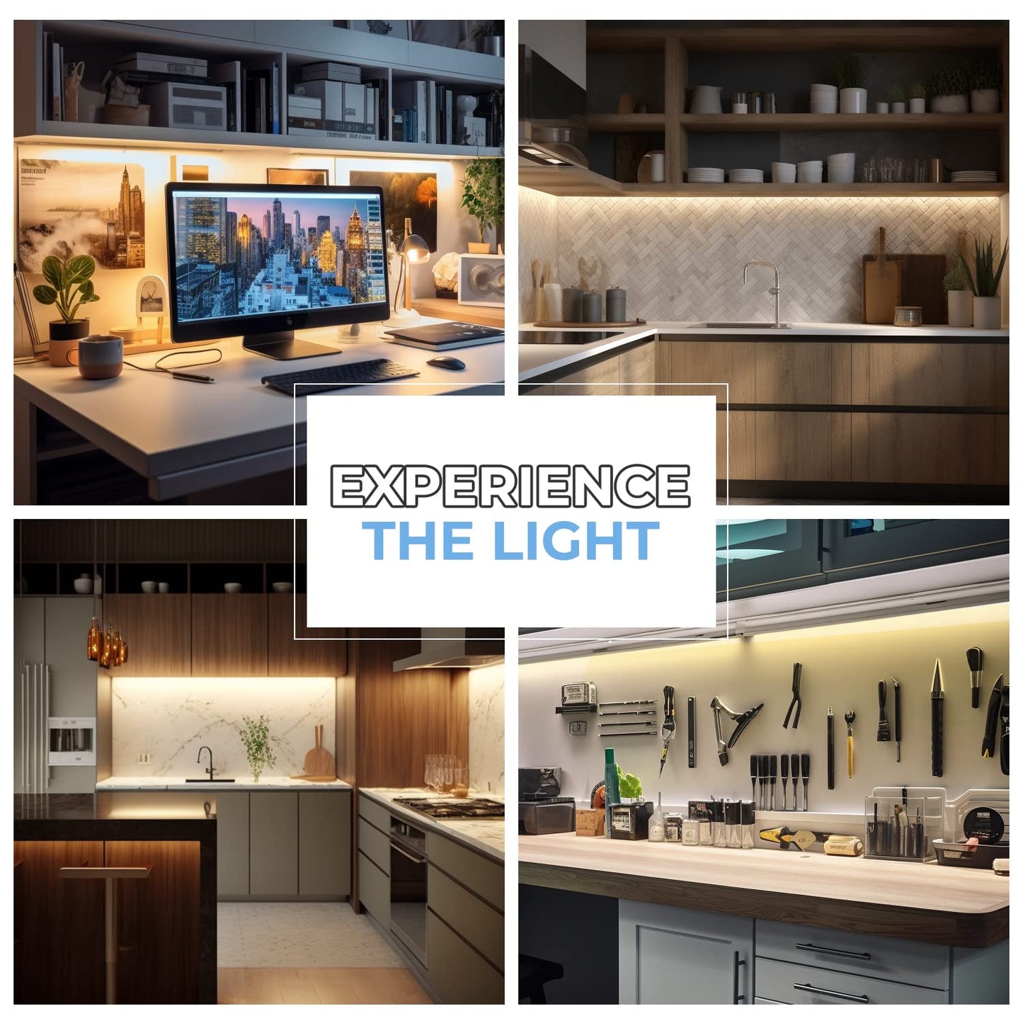 Eshine Led Under Cabinet Lighting Kit, 40 Dimmable, Touchless Control, Warm White (3000K), Model Elw10001Dw