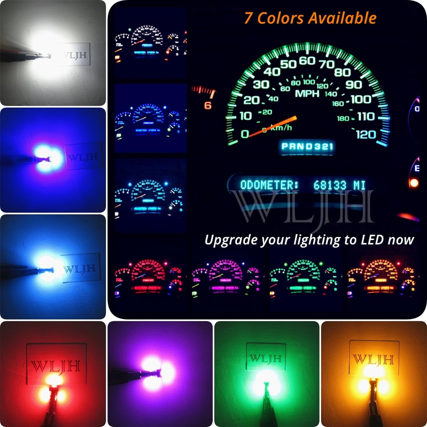 WLJH T5 LED Bulb, 10 Pack, Red, Aluminum, 0.67inx 0.19in, PC74 Twist Socket Dash Lights Replacement
