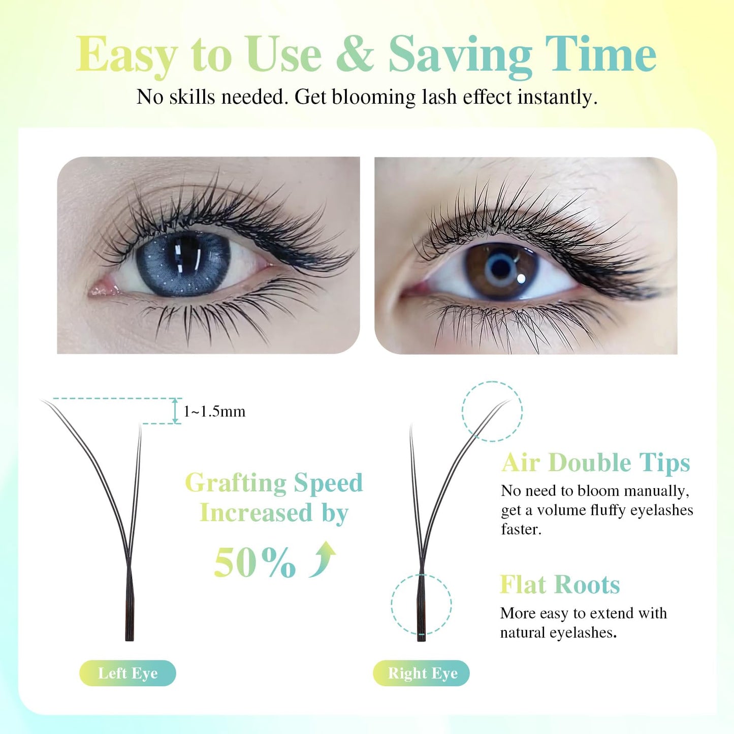 NAGARAKU Flying YY Eyelash Extensions Supplies y lash 0.07mm C curl 9mm Premade Fans 4D Russian Volume Y Shape Faux Mink Matte 1