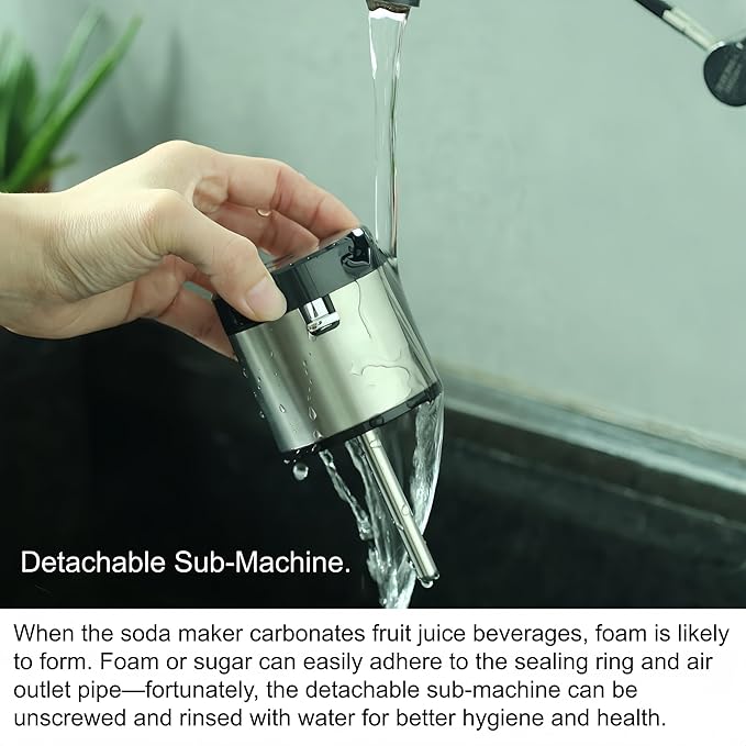 Sparkling Water Maker - 304 Stainless Steel Soda Maker, Carbonates Any Drink, Carbonator Machine with BPA Free Bottles(1L+0.5L) (CO2 Carbonator NOT Included)