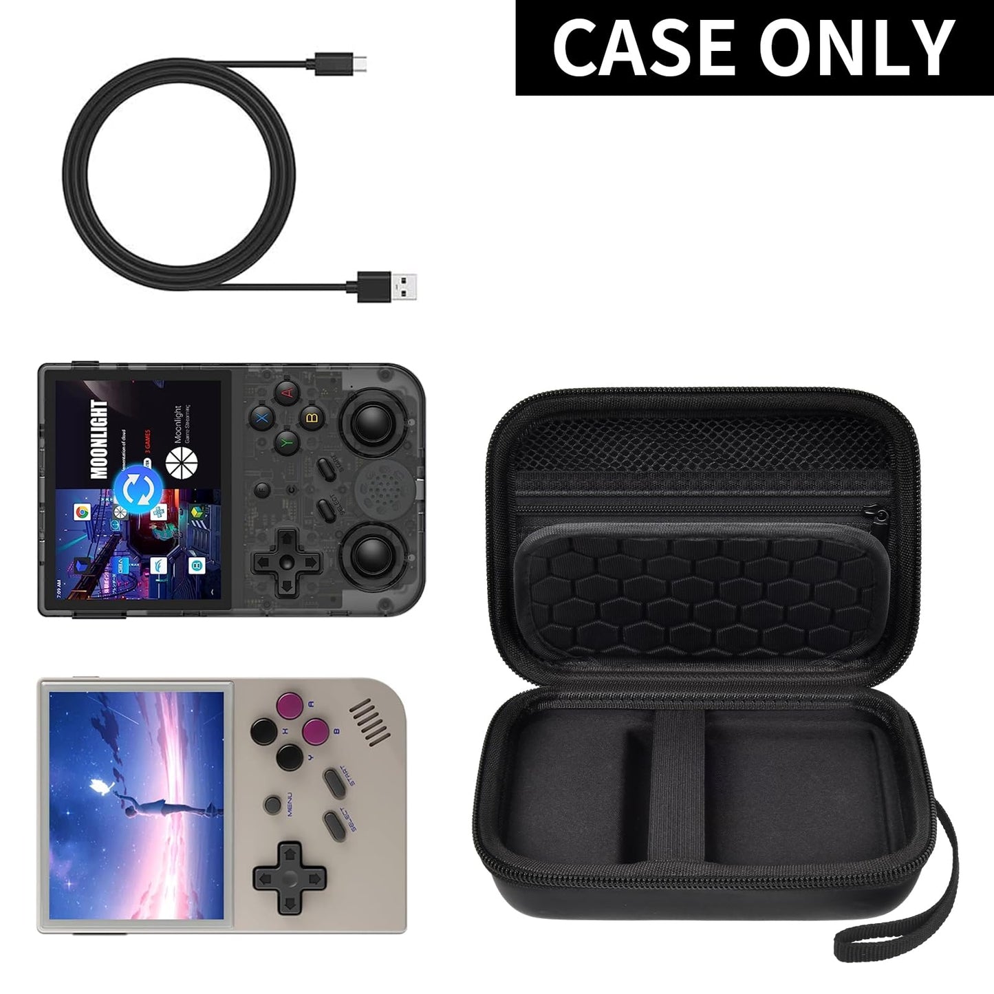PAIYULE Travel Case Compatible with RG353V/ RG353VS/ R36S/ Game Boy Retro Handheld Game Console, Handheld Emulator Storage Holder Organizer, Android Game Console Carrying Bag (Box Only)