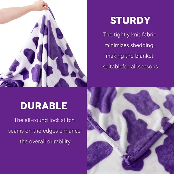 Purple Throw Blanket for Bed - Lavender Soft Fleece for Women, Girls, Teens | Lightweight Bedding & Couch Accessories - Purple Gifts for Birthday, Holidays 50"x60"