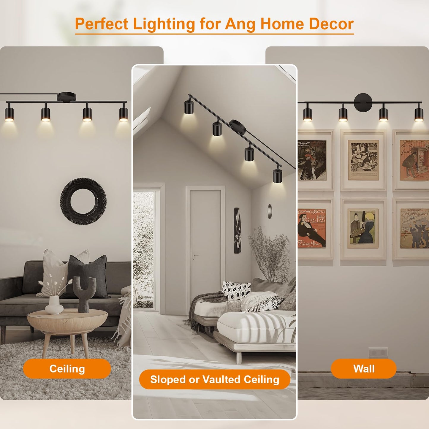 Plug In Track Lighting  Led Track Lighting Fixtures Ceiling  Black 4-Light Kitchen Light Kit  Plug In Wall Light With 14.8Ft Power Cord  Rotatable Ceiling Spotlight For Bedroom(Gu10 Socket  No Bulb)