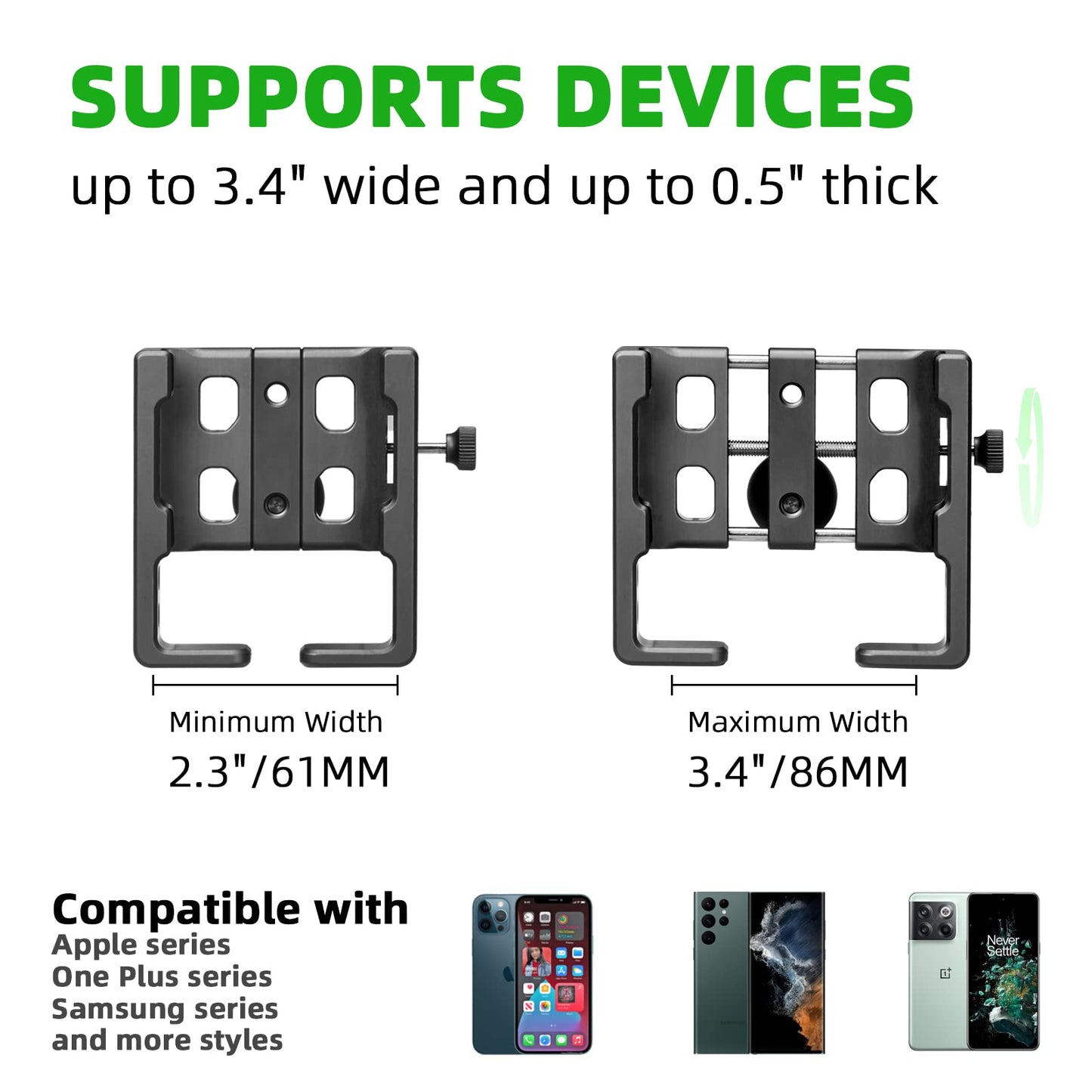 Fanaue Phone Mount Aluminum Alloy With 1 Ball For Smartphones With A Width Of 2.3 To 3.4, Compatible With Ram Mounts B Size Do