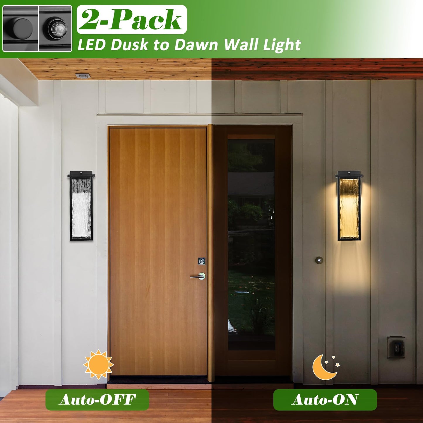 Venzblomia 16 Black Dusk To Dawn Led Outdoor Wall Light  Large Exterior Lighting Fixture  Modern Outside Wall Mounted Porch Sconce  Waterproof Patio Lantern Lamp With Sensor  1 Pack