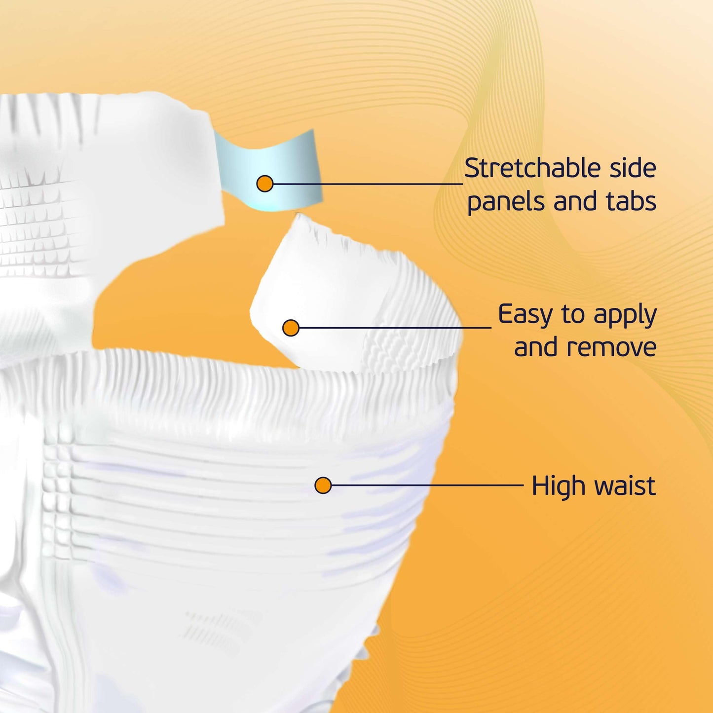 3XL Adult Diapers for Women and Men - 8 Bariatric Disposable Briefs with Tabs and Stretchable Side Panels - Breathable with Maximum Absorbency