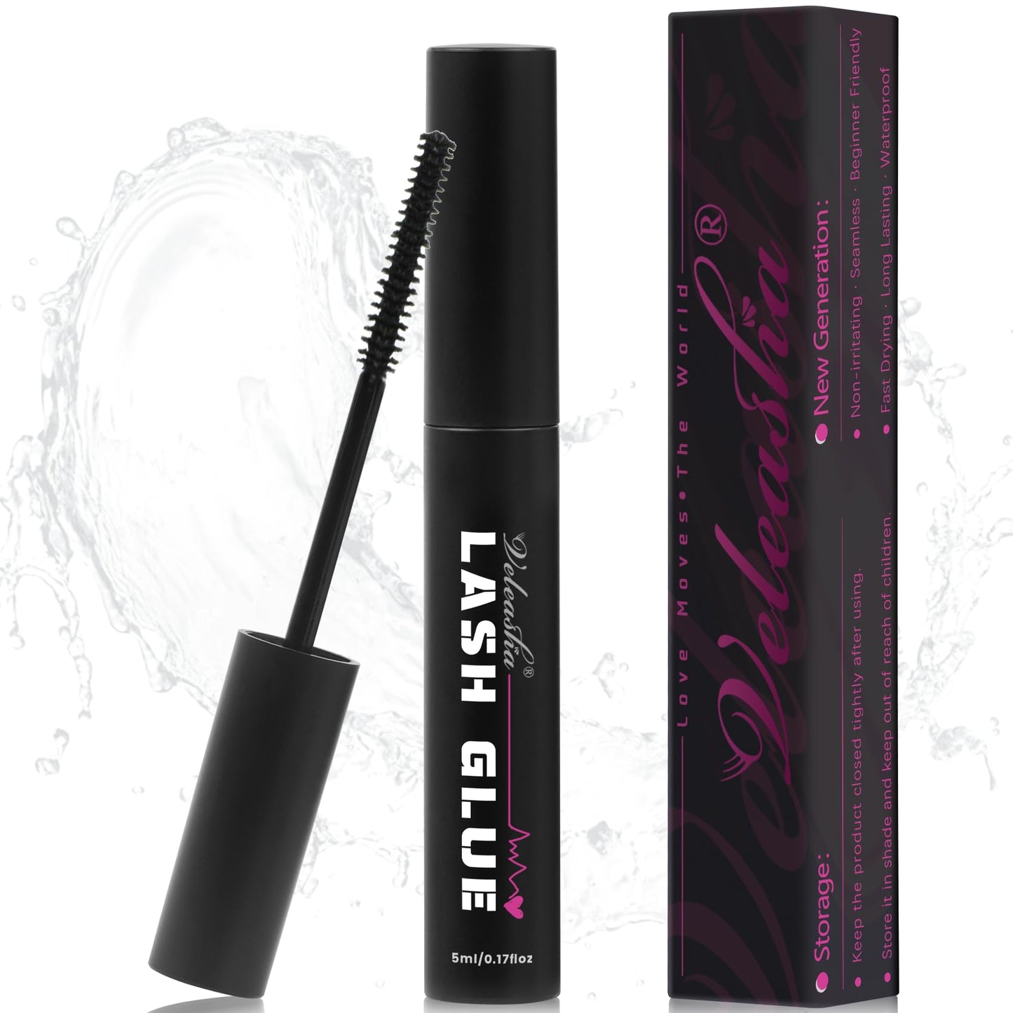 Veleasha Lash Glue Waterproof Long Lasting Eyelashes Glue for Cluster Lashes Super Hold Fast Drying Eyelash Bond for DIY Eyelash