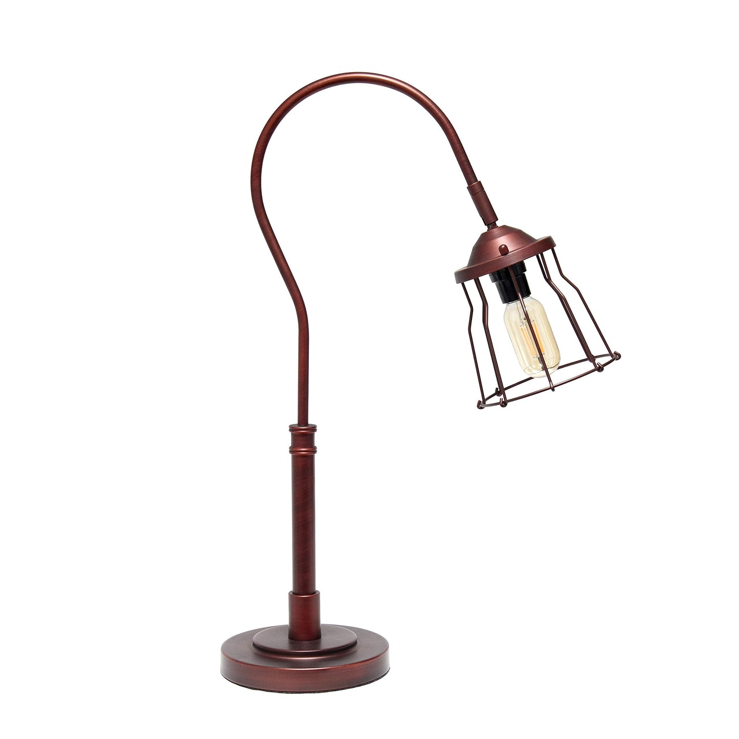 Elegant Designs Table Lamp LT1060-RDB Red Bronze Metal Open Cage Design
