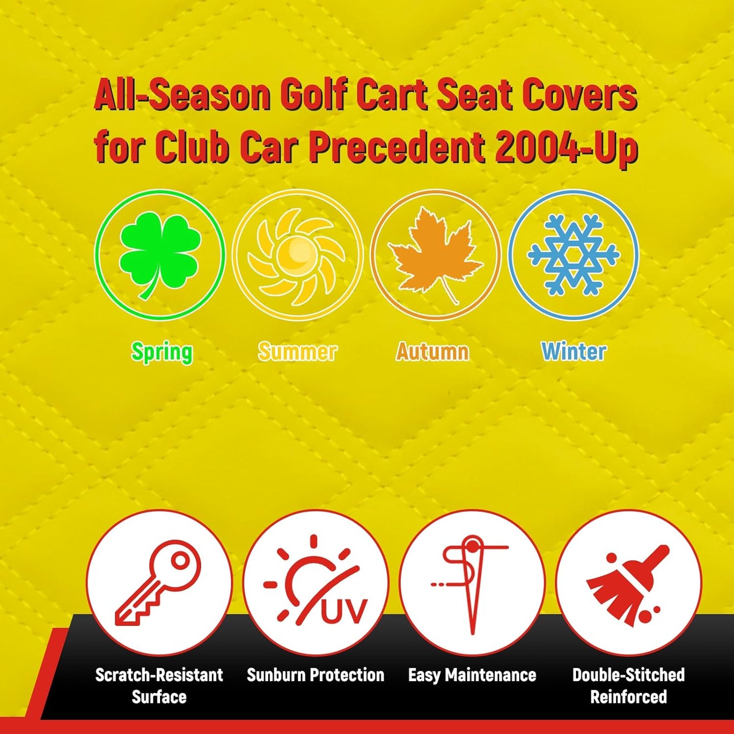 Golf Cart Seat Covers for EZGO RXV 2008 Up Front OEM Universal Seat Cushion, Marine Grade Vinyl Leather EZGO RXV Seat Covers/Easy to Install-Yellow (2PCS)