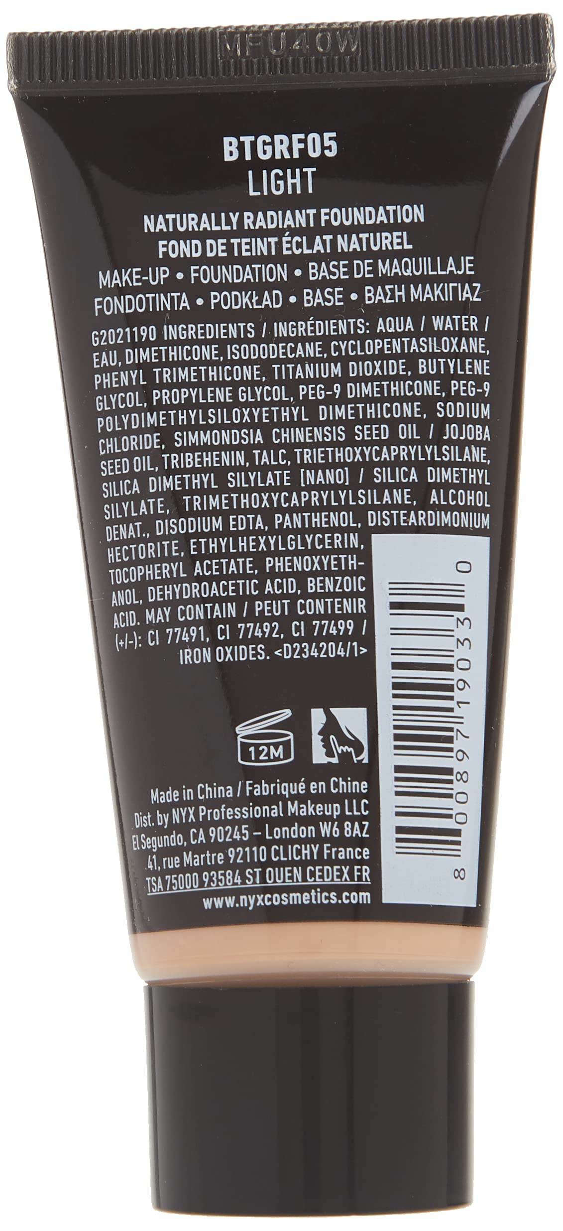 NYX PROFESSIONAL MAKEUP Born To Glow Naturally Radiant Foundation, Medium Coverage - Light