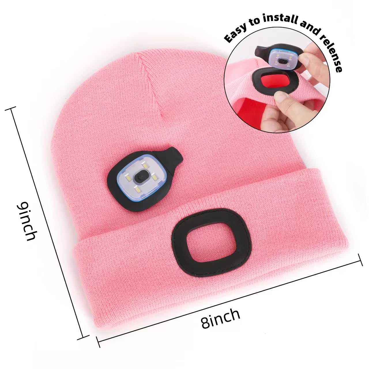 Ymhb Uni  Beanie Hat With Light  Usb Rechargeable Led Headlamp Hat Night Light Cap Christmas Stocking Stuffers Gifts For Men Dad Father Husband (Pink)