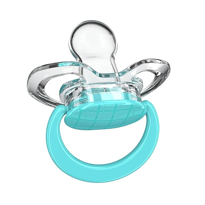Smilo Baby Pacifier with Orthodontic Design for Healthy Dental Development - Stage 1 for Babies 0-3 Months - Pack of 3X 100% Silicone Newborn Pacifiers BPA Free - Aqua Blue