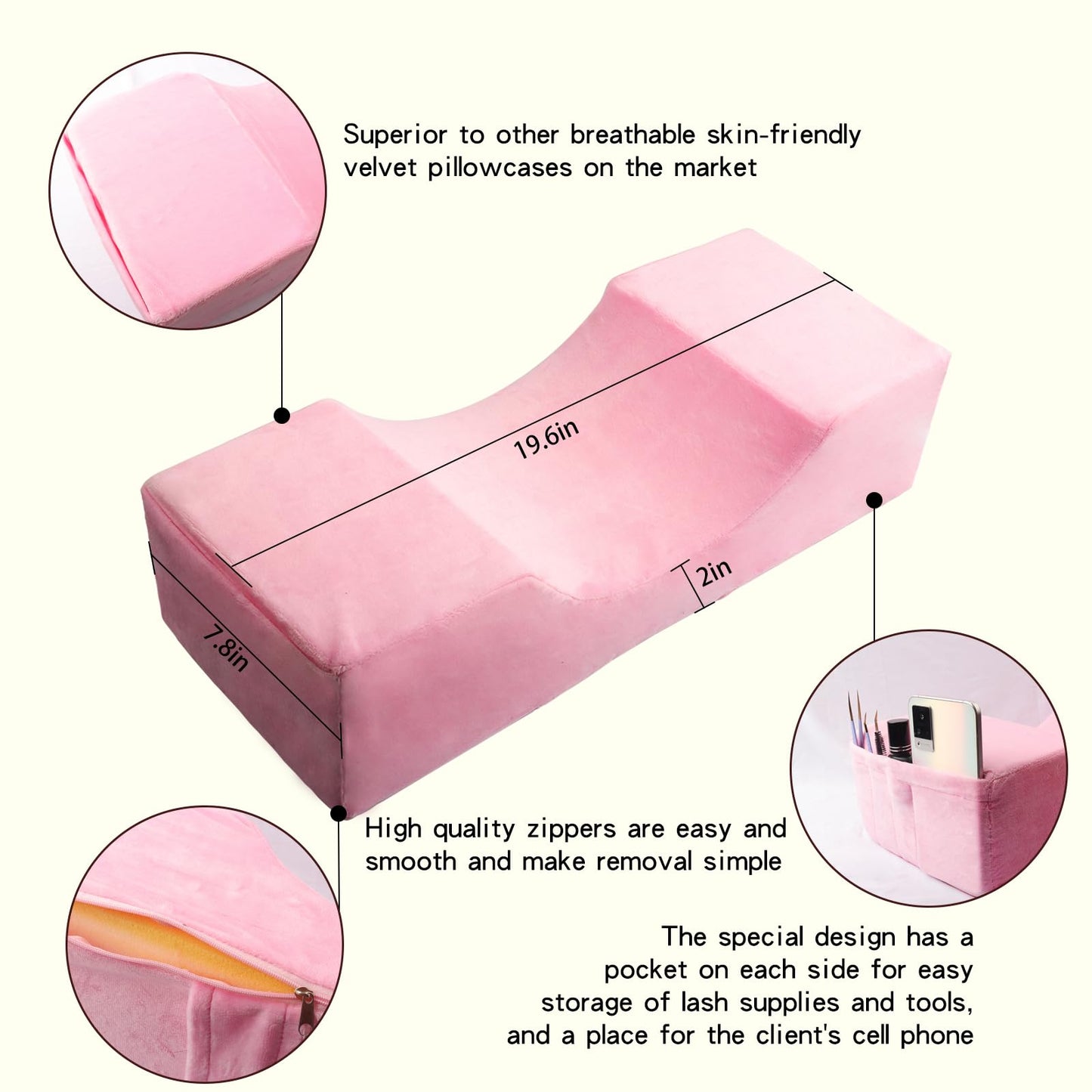 myaokue-up Eyelash Extension Velvet Lash Pillow Beauty Salon Memory Foam Neck Pillow for Lash Extension Grafting Make Up (2pack