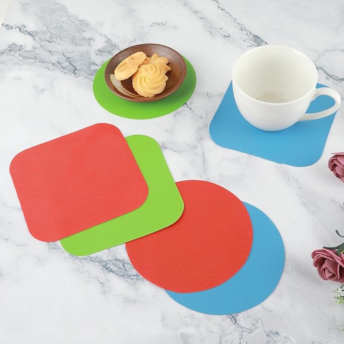 8Pcs Jar Opener Gripper Pads, Rubber Jar Grippers Anti-slip Coasters Kitchen Gadget Multi-function Bottle Lid Opener Jar Opener for Seniors with Weak Hands or Less Strength