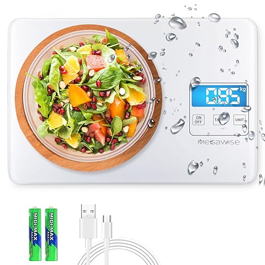 MegaWise Precision Food Scale, 33lb Waterproof Rechargeable Digital Kitchen Scale, 1g/0.04oz Precise Graduation, Weight Gr...