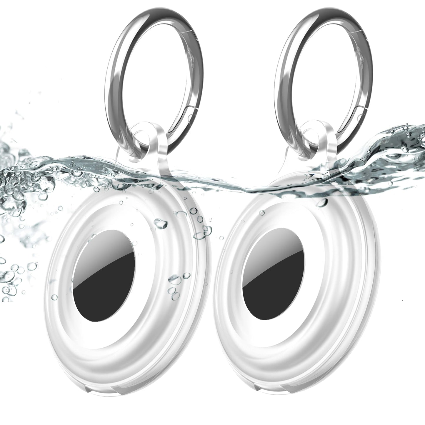 2 Pack Ipx8 Waterproof Compatible With Airtag Keychain Holder Case,Lightweight, Anti-Scratch,Easy Installation,Soft Full-Body Sh
