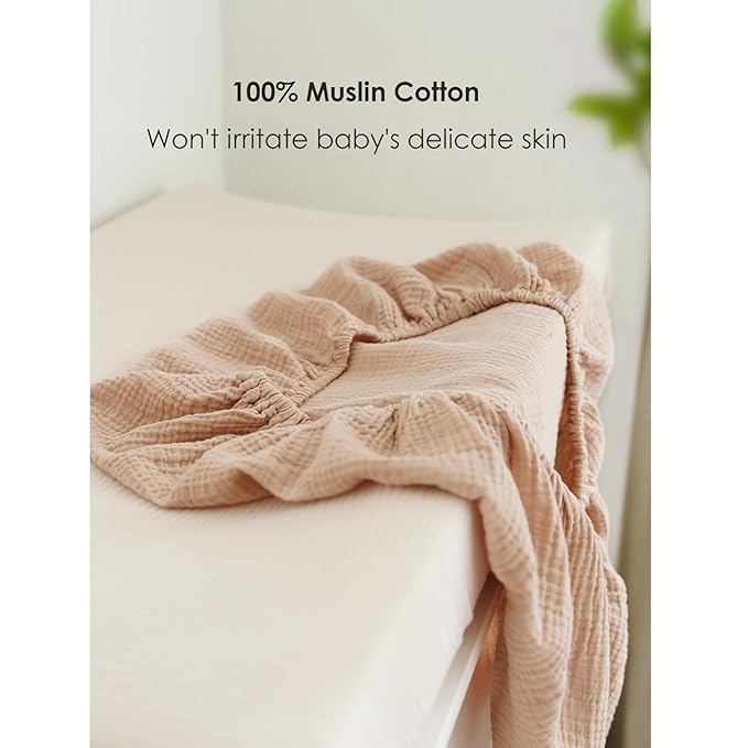 Changing Pad Cover for Neutral Baby Muslin Soft Cotton Diaper Changing Table Pad Cover Changing Pad Sheets for Girls and Boys - 2 Pack(Clay & Ivory)