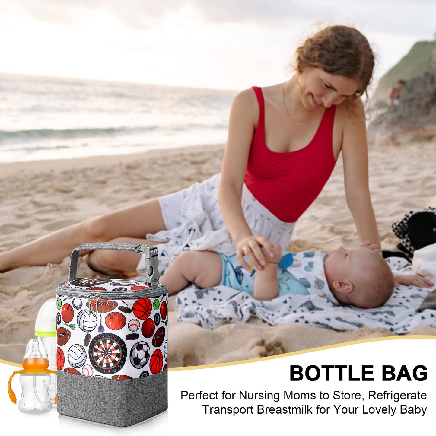 Accmor Breastmilk Cooler Bag, Baby Bottle Cooler Bags, Insulated Bottle Cooler Tote Bags On The Go, Fits 4 Large 8oz Bottles, for Nursing Mom Daycare Travel