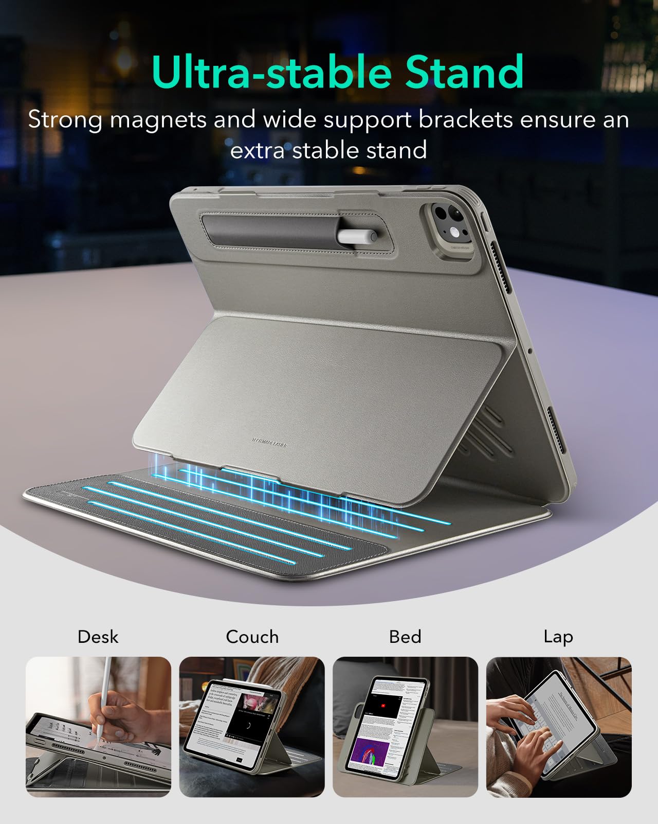 Esr For Ipad Pro 11 Inch Case (M4) 2024 5Th Gen, Rotating Case With Removable Magnetic Cover, Adjustable Portrait/Landscape Stan