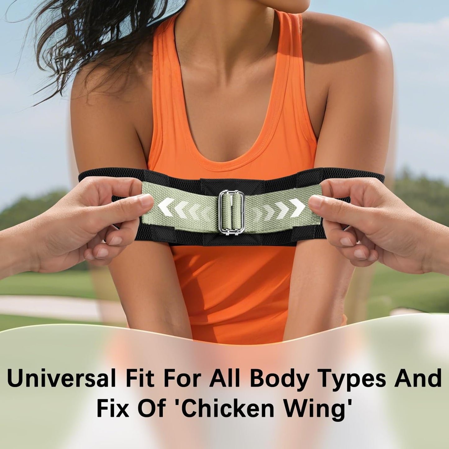 Adjustable Golf Swing Trainer Arm Band-Golf Training Aid with Metal Button for Customized Fit-Enhance Muscle Memory for All Skill Levels-Great Gift for Golfers