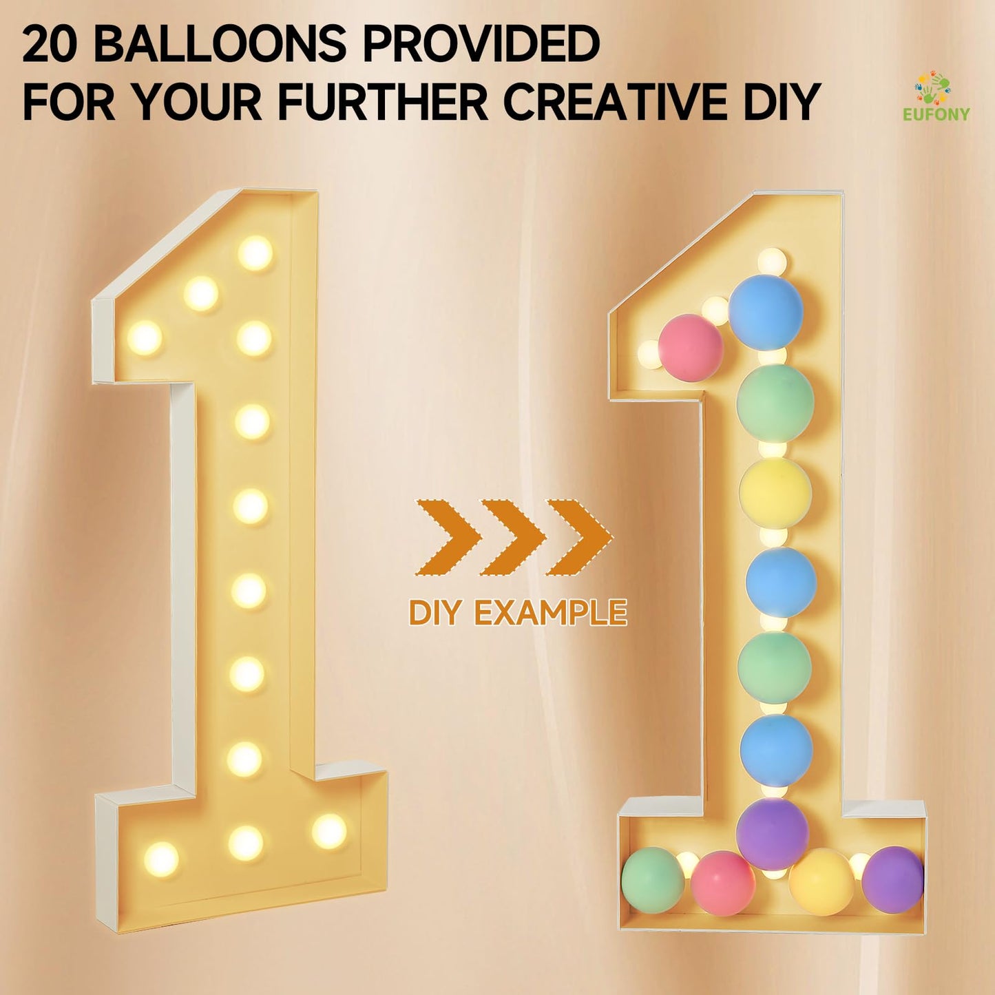eufony 4FT Marquee Numbers, Large Light Up Numbers 7 for 7th 17th 70th Birthday Party Decorations, Giant Light Up Number for Anniversary Decor, 4 Feet Mosaic Number 7 with LED Lights DIY Kit