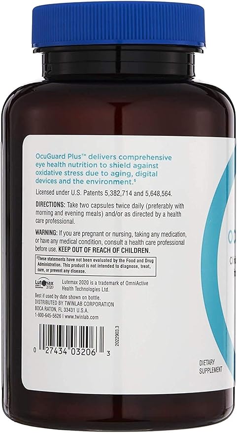 Twinlab Ocuguard Plus - Eye Supplement with Zinc, Vitamin A, C & D - 60 Veggie Capsules