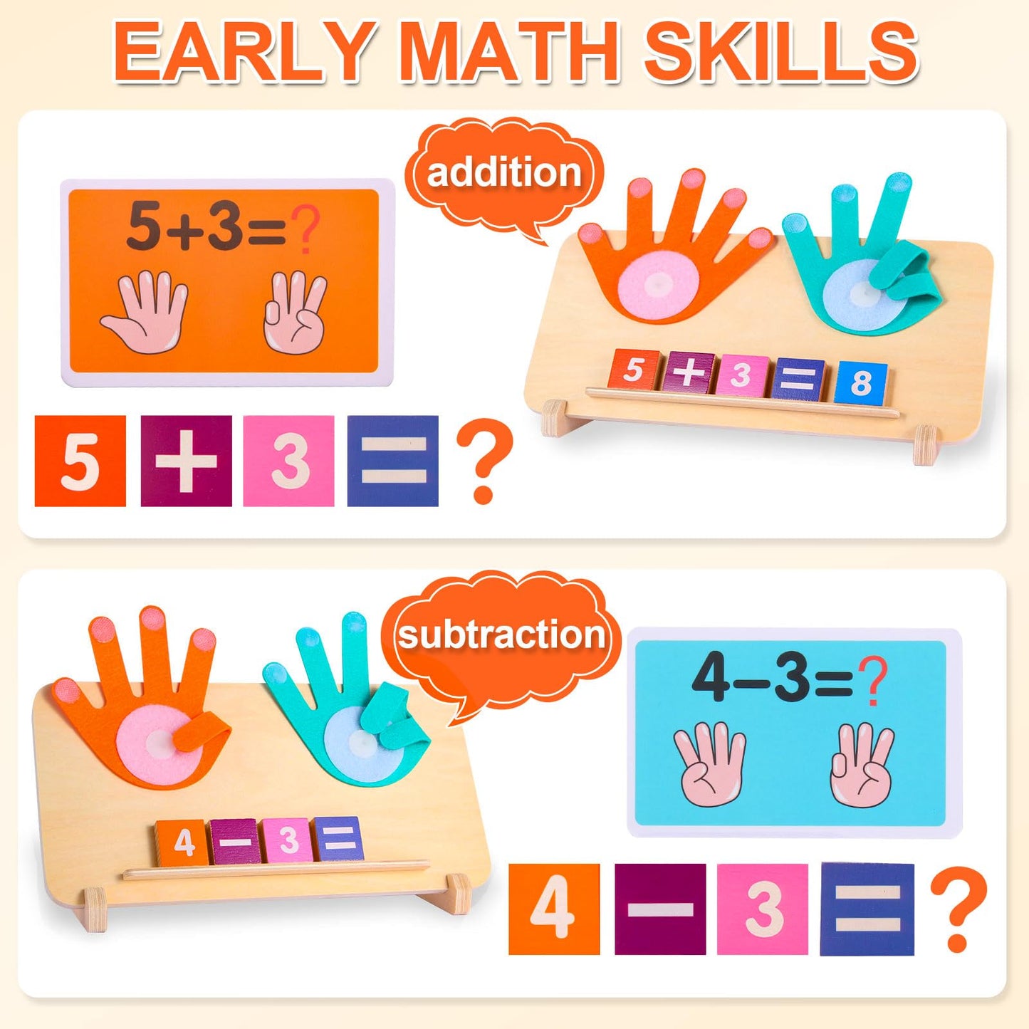 Montessori Toys for 3-5 Year Old, Educational Math Manipulatives Learning Toys for Toddlers 3-5 Years, Number Counting Blocks for Kids, Homeschool Kindergarten Supplies Boys Girls Birthday Gifts