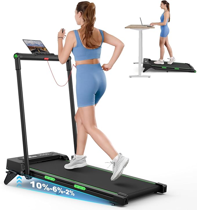 THERUN Walking Pad, 2 in 1 Foldable Treadmills for Home, 2.5HP Under Desk with Handle Bar, 16" Widened Running Belt, with ...