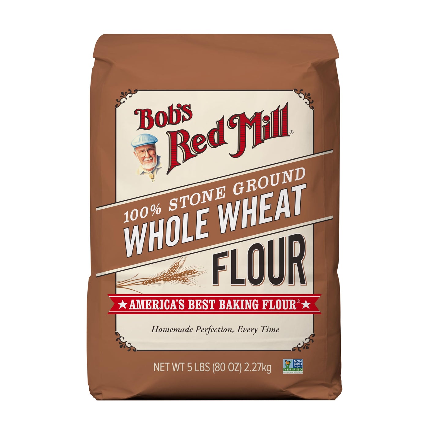Bobs Red Mill Whole Wheat Flour, 5lb (Pack of 1) - Whole Grain, Vegan, Kosher