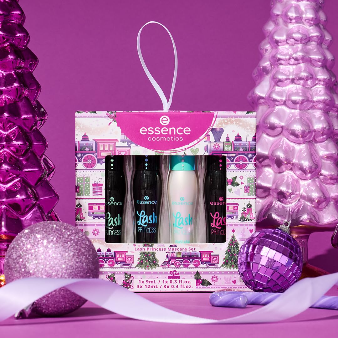 essence Lash Princess Mascara Holiday Gift Set | 4 Vegan & Cruelty-Free Mascaras | False Lash Effect, Waterproof, Primer, Curl &