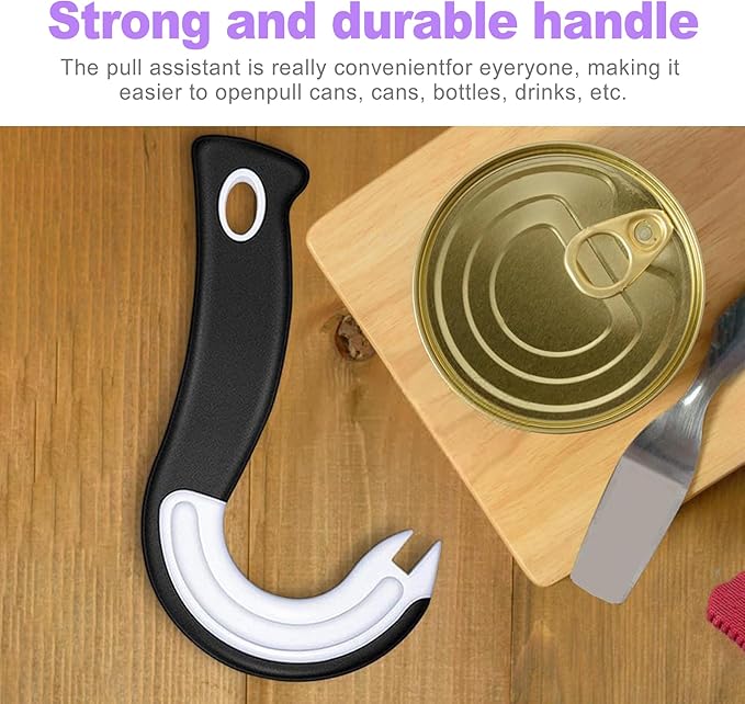 2 Pack Ring Pull Can Opener for Seniors with Arthritis - Pop Can & Soda Opener Tool for Weak Hands - Easy Tab Openers for Cat Food, Protects Nails & Joints