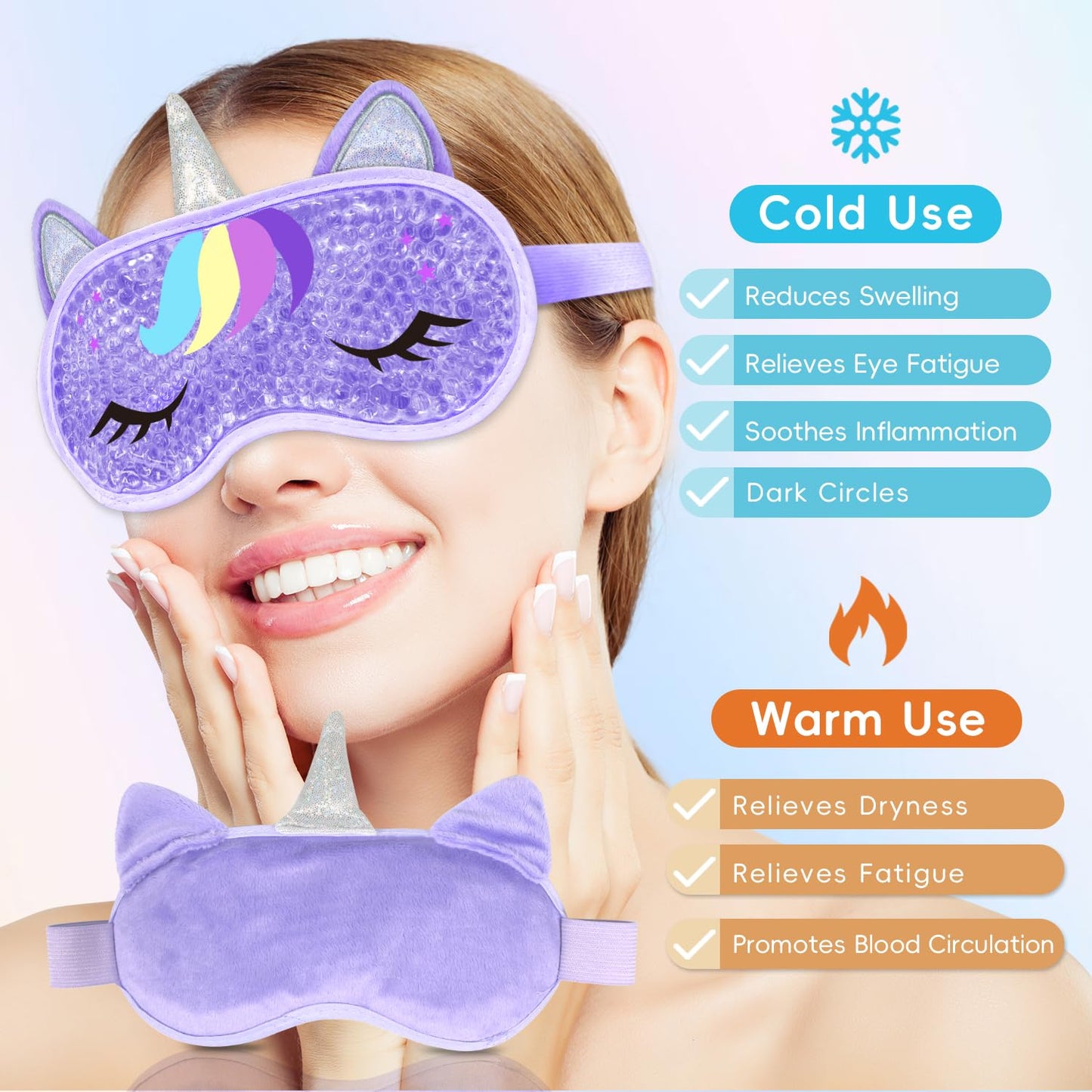 my novel things Cooling Eye Mask and Sleep Mask Cover Rainbow Birthday Cute Gifts Teens Women, Cold Warm Compress for Dry Eyes Spa at Home Travel Plush Blindfold Sleeping