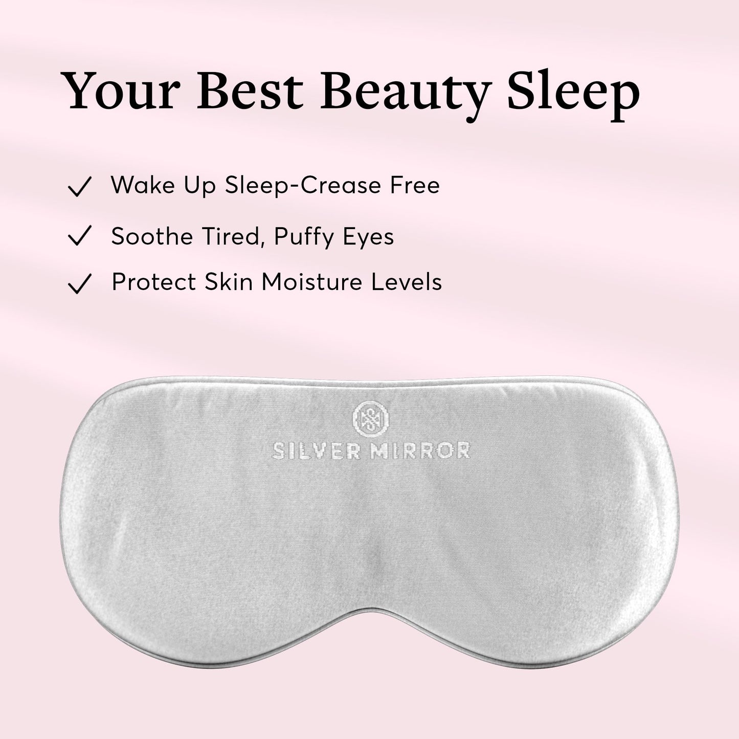 Silver Mirror Sleep Mask, 100% Silk, Pure Mulberry Silk, Light Blocking Eye Mask with Elastic Strap for Sleep & Travel, Ultra Soft, No Pressure, Reduce Puffy Eyes, Machine Washable