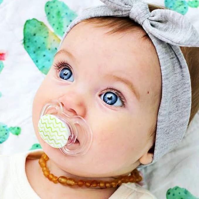 Smilo Baby Pacifier with Orthodontic Design for Healthy Dental Development - Stage 1 for Babies 0-3 Months - Pack of 3X 100% Silicone Newborn Pacifiers BPA Free - Aqua Blue
