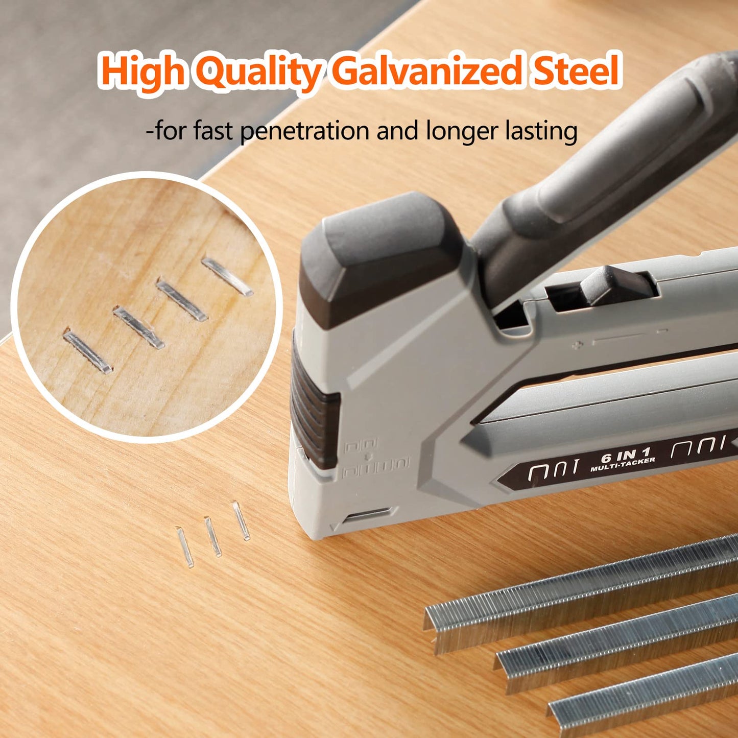 SITLDY Heavy Duty T50 Staples 1300-Count 3 Sizes Includes: 5/16"-500, 3/8"-500, 1/2"-300, Galvanized Assorted Size Project Pack