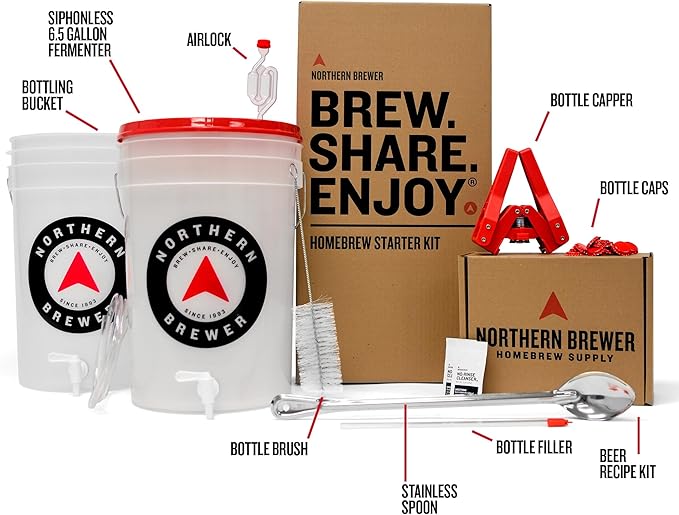 Northern Brewer - Essential Brew. Share. Enjoy. HomeBrewing Starter Set, Equipment and Recipe for 5 Gallon Batches (Block Party Amber)