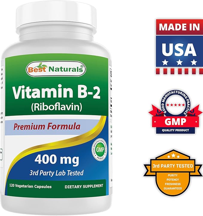Best Naturals Vitamin B1 as Thiamine Mononitrate 500 mg & Vitamin B2 (Riboflavin) 400mg