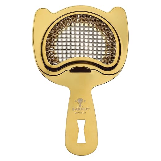 Barfly Fine Mesh Spring Strainer, Gold Plated