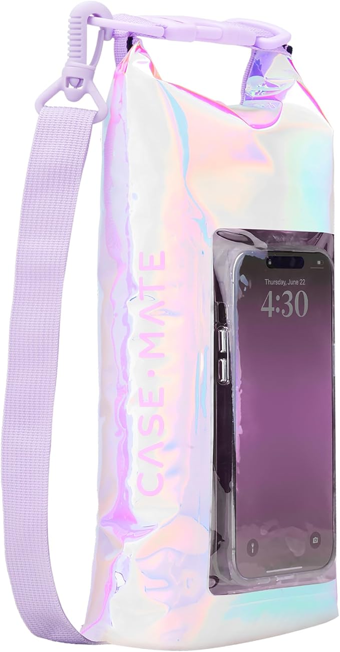 Case-Mate IP68 Waterproof Dry Bag 2L - Roll Top Backpack w/Phone Case/Pouch Boating & Kayak Accessories Essentials for Camping Swimming Beach Fishing Rafting Travel Soap Bubble, CM052390