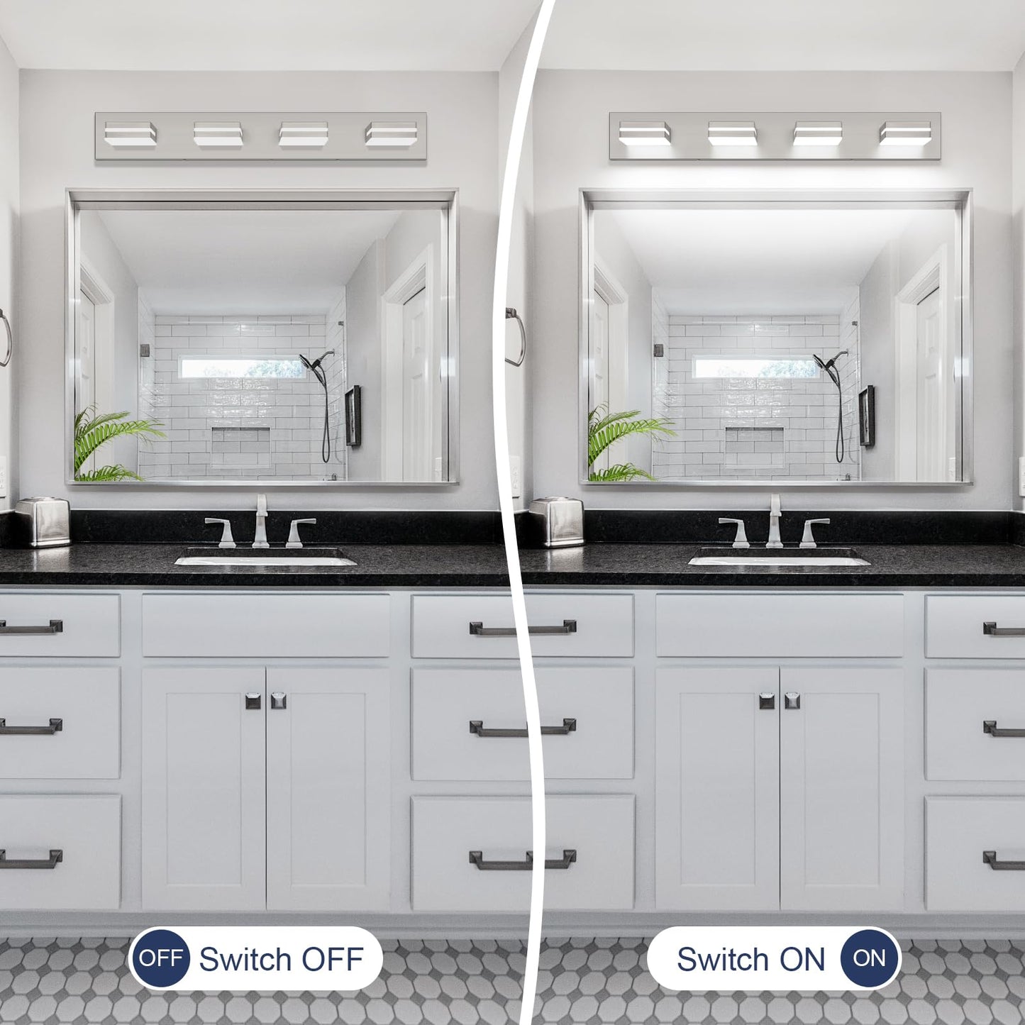 Sinerise Led Modern Bathroom Vanity Light Fixtures (4-Light  30-Inch  Dimmable)  Brushed Nickel Modern Acrylic Bathroom Wall Lighting Fixtures Over Mirror (Cool White 6000K)