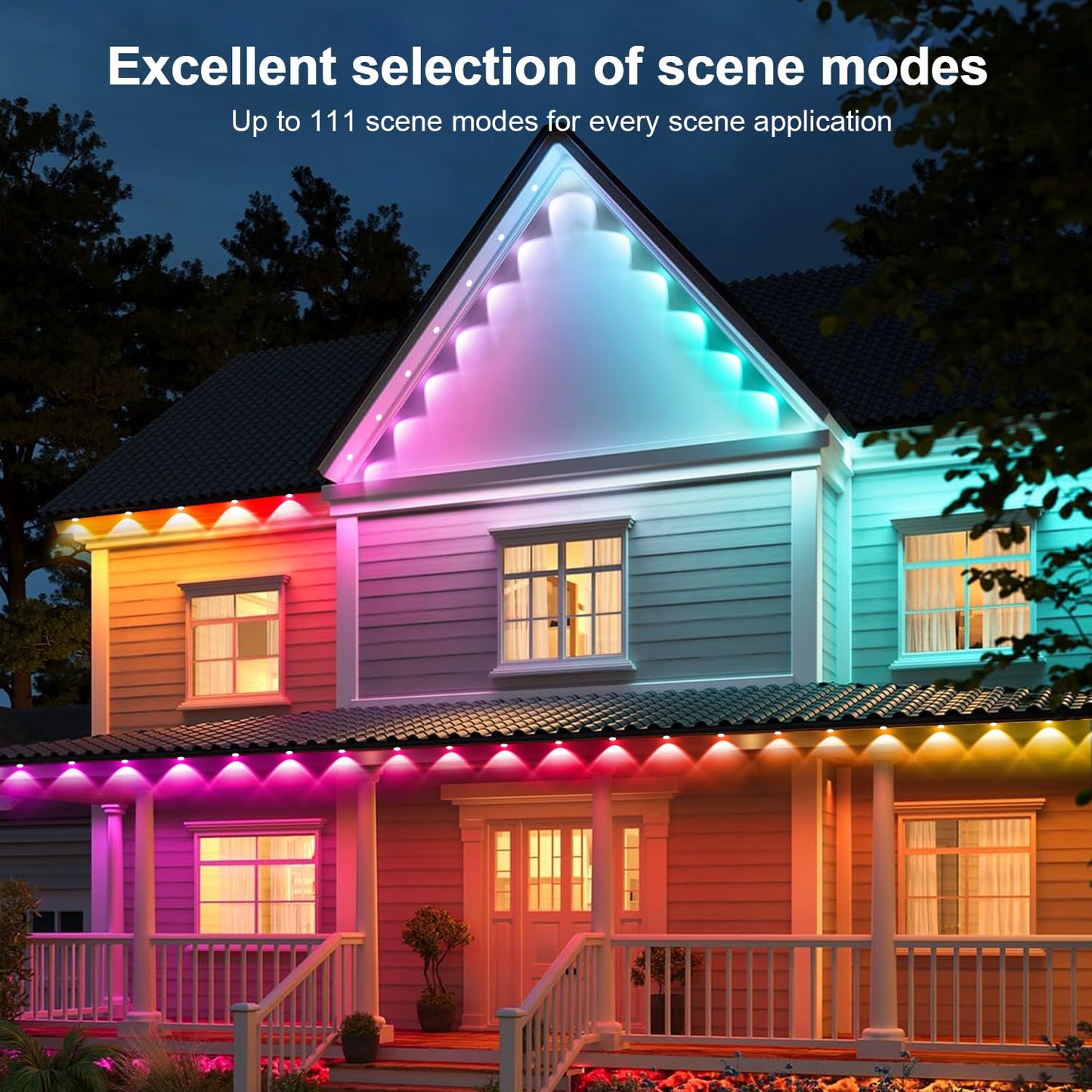 Vrribonx 150FT Outdoor RGB Lights - IP65 Waterproof, Smart App Control, Music Sync, Eaves Lights, Model WYD-03