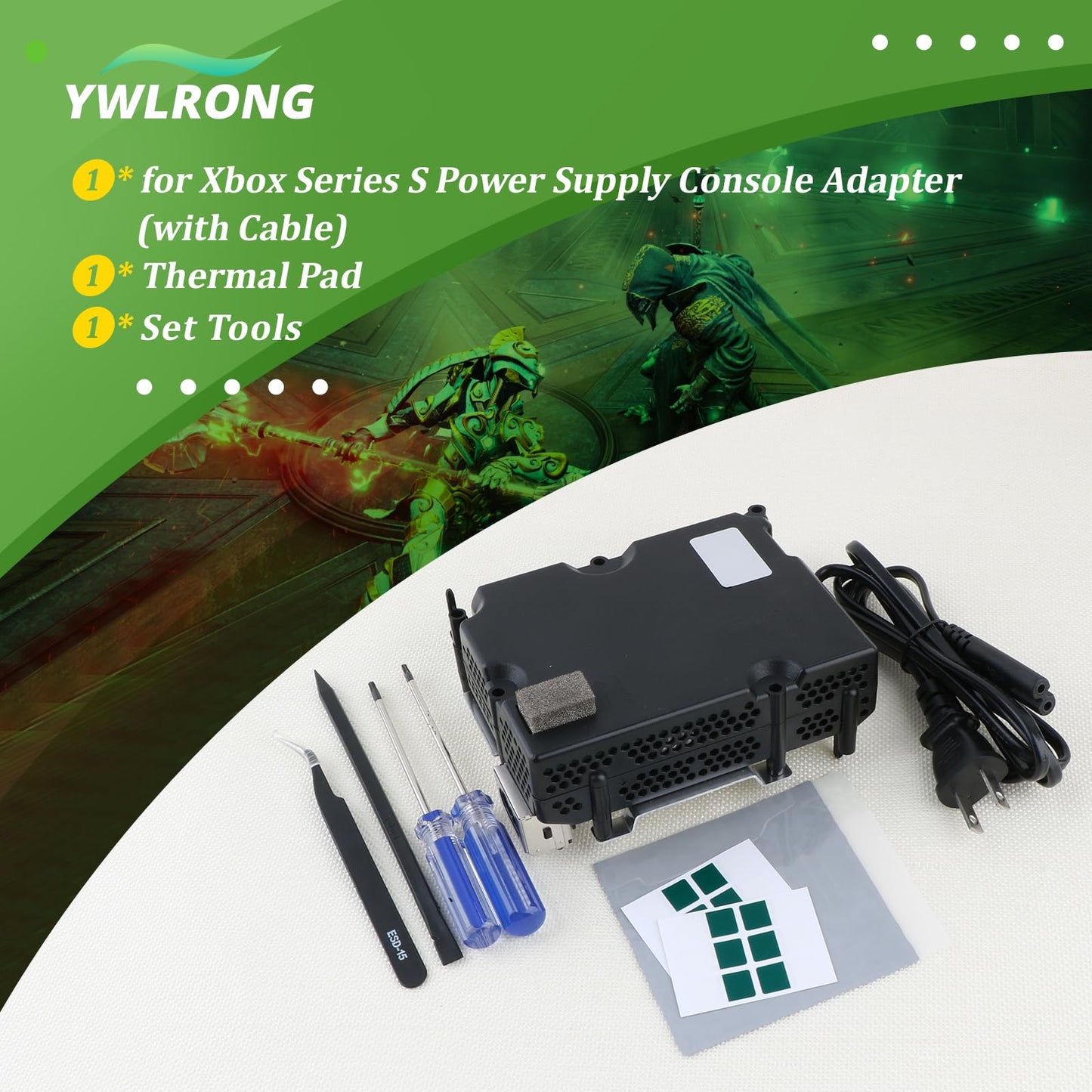 for Xbox Series S Power Supply Replacement for Xbox Series S Internal Power Supply Source with AC Adapter Console Accessories Parts with Power Cable Fixing Repair Tools