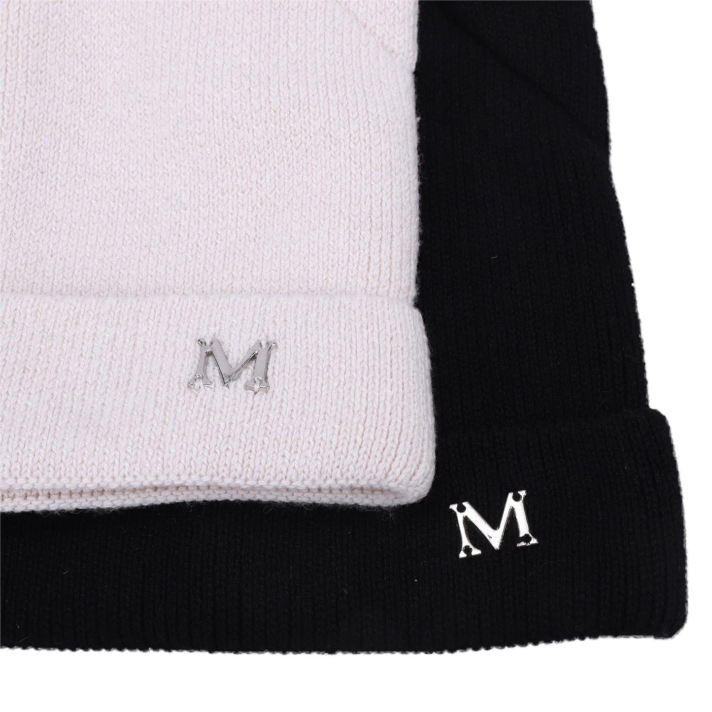 LUCKYBUNNY Cat Ear Beanie for Women Girls, Autumn Winter Knit Cuff Beanie Hip Hop Beanie Hat Cat Crochet Ski Cap White