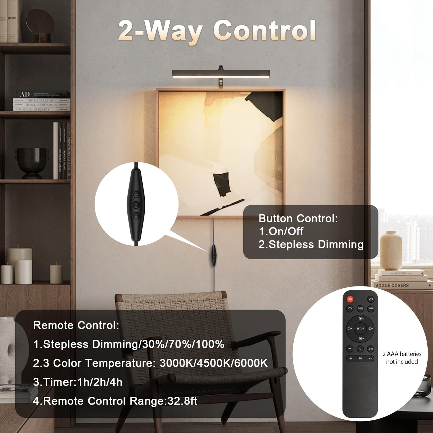 Coinmit 4W Plug In Picture Light For discomfort-reducingtings With Remote Control  12 Led Art Display Lighting For Gallery  Dartboard  Artwork  Black Wall Mounted Picture Frame Light