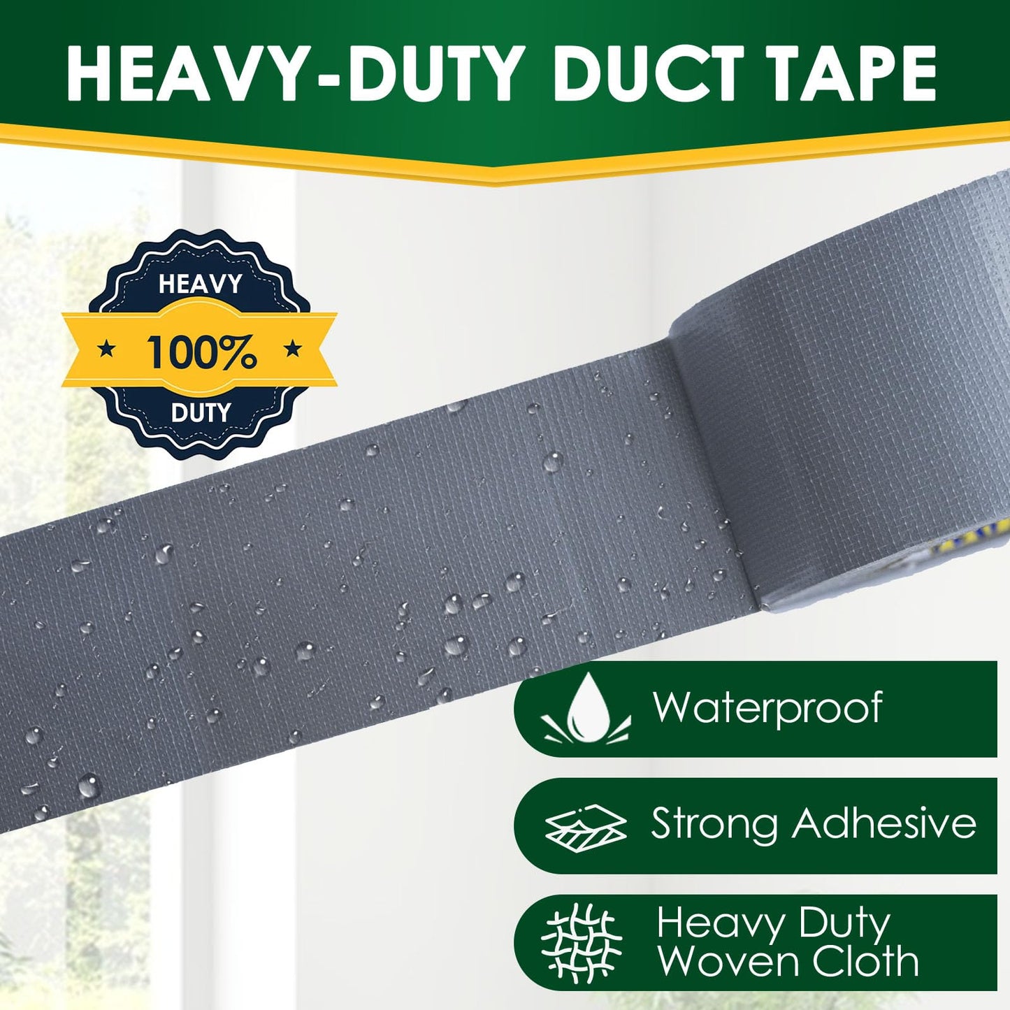 EFOK 10 Pack Duct Tape Heavy Duty Waterproof, Sliver Duct Tape Bulk 1.88 Inch X 90 Ft, Strong Adhesive for Indoor Outdoor Tear by Hand